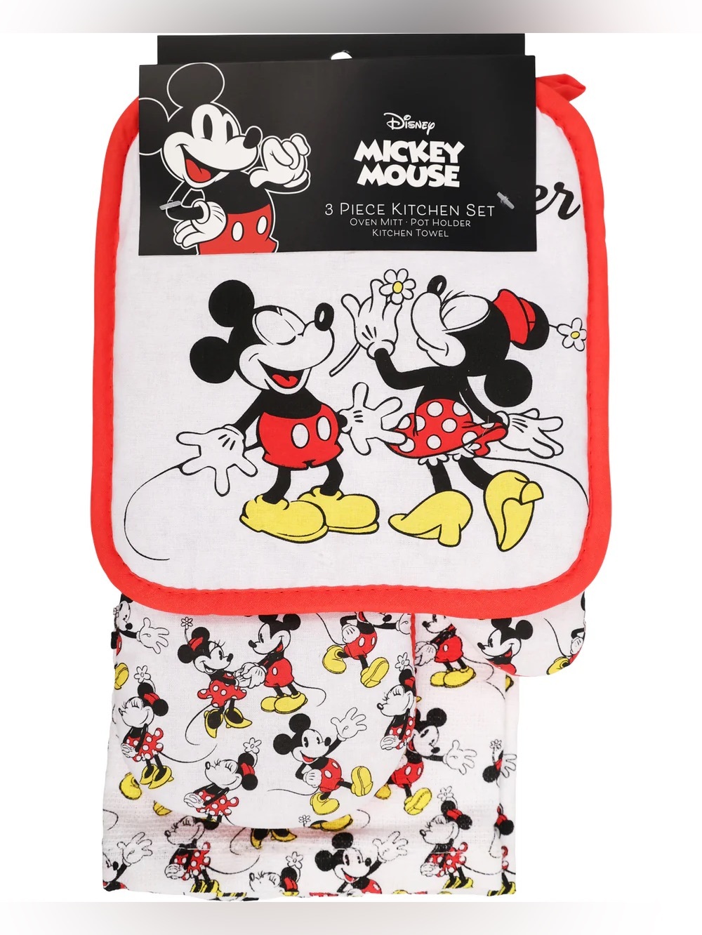 New Disney Mickey Mouse 3-Piece Kitchen Hand Towel Set